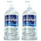 Alcool Gel Asseptgel 1kg Antisseptico Aloe Vera Cristal Ação Hidratante Não Resseca a Pele
