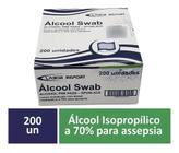 Álcool Swab 70% Sachês Lenço Umedecido 200 unidades Labor Import com NF