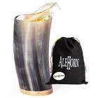 AleHorn Viking Horn Caneca - Copo de Beber Tankard Artesanal para Cerveja e Café - Decoração Viking - Presentes Viking para Homens - 8 oz