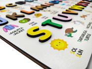 Alfabeto BILÍNGUE Ilustrado Pedagógico 3D- Brinquedo Educativo Montessoriano em madeira - Quebra-cabeça Encaixe