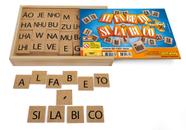 Alfabeto Silábico 156 peças em MDF - Caixa em Madeira