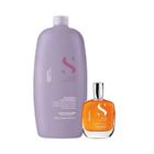 Alfaparf Semi Di Lino Smoothing Rebel Hair Shampoo 1000ml + Óleo Capilar 100ml