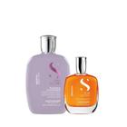 Alfaparf Semi Di Lino Smoothing Rebel Hair Shampoo 250ml + Óleo Capilar 100ml