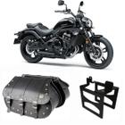 Alforge Bolsa Mala 80 Litros Cravos + Afastador Suporte Kawasaki Vulcan 650 Par