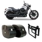 Alforge Bolsa Mala Lateral 64 Litros Chave + Afastador Suporte Kawasaki Vulcan 900 Par