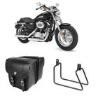 Alforge Mala Bolsa Lateral 44 Litros Quadrado + Afastador Suporte Harley Davidson XL 1200 Par