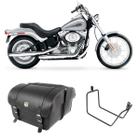 Alforge Mala Bolsa Lateral 50 Litros + Afastador Suporte Harley Davidson Softail STD FX Par