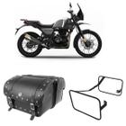 Alforge Mala Bolsa Lateral 50 Litros Cravo + Afastador Suporte Royal Enfield Himalayan 400 Par