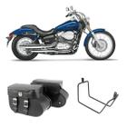 Alforge Mala Bolsa Lateral Botinha 36 Litros Par + Afastador Suporte Moto Honda  VT 750 Shadow 2006 Até 2010