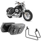 Alforge Mala Bolsa Lateral Losango 64 Litros Cravos + Afastador Suporte Harley Davidson XL 1200 Par