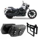 Alforge Mala Bolsa Lateral Losango 64 Litros Cravos + Afastador Suporte Kawasaki Vulcan 900 Par