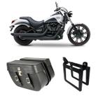 Alforge Mala Bolsa Losango 64 Litros Com Chave Par + Afastador Suporte Moto Kawasaki Vulcan 900