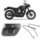 Alforge Mala Bolsa Losango Liso 64 Litros Par + Afastador Suporte Moto Triumph Bonneville T100