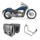 Alforge Mala Bolsa Pasta Lateral 20 Litros Par + Afastador Suporte Moto Honda VT 750 Shadow 2006 Até 2010 - Tondin Forza