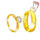 Aliança 6mm Ouro 18k Pedra Branca + Anel Solitário 2mm Banhado Ouro 18k Zircônia Branca Casamento Luxo Casal