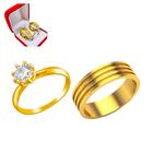 Aliança Casamento Ouro 18k 6mm Riscos + Anel Solitário 2mm Ouro 18k Luxo