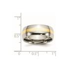 Aliança de Aço Inoxidável com Inlay de Ouro 14k - 8mm - Polida