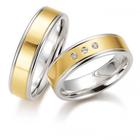 Aliança de Casamento ou de Noivado em Ouro Maciço Com a base em Prata de Lei - Duo Color 01 - Pipper Joias