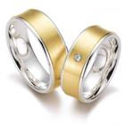Aliança de Casamento ou de Noivado em Ouro Maciço Com a base em Prata de Lei - Duo Color 03 - Pipper Joias