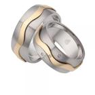 Aliança de Casamento ou de Noivado em Ouro Maciço Com a base em Prata de Lei - Duo Color 06 - Pipper Joias