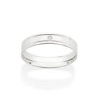 Aliança de namoro fina prata 925 casamento ou noivado anel de compromisso rommanel lisa 4 mm dois frisos zircônia 810215