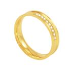 Aliança em Ouro 18K Côncava Feminina com Diamantes 4MM - AU5304