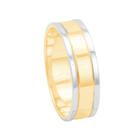 Aliança Masculina Bicolor 6MM com Friso em Ouro 18K - AU1183