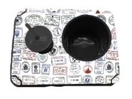 Almofada Bandeja Pipoca Balde e 1 Copo Suede Macio e Madeira Personalizado