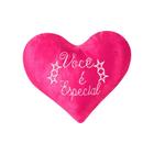Almofada bordada coração de pelúcia especial pink 1pç
