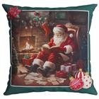 Almofada Cheia Natalina Natal Papai Noel Lareira 43cmx43cm