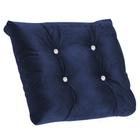 Almofada Com Botão Strass Para Poltrona Costela com Enchimento Suede Azul Marinho - Ahazzo Móveis