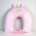 Almofada de Amamentação Para Bebê Hipopótamo Rosa Bordada 01 Peça