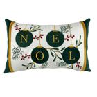 Almofada De Veludo Bordado Off Noel Verde 35X52cm - Decortextil