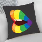 Almofada Decorativa Cheia c/ Zíper 25x25cm coleção, Boca LGBT