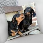 Almofada Decorativa Cheia c/ Zíper 25x25cm, Dachshund - Deluzz