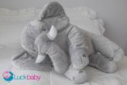 Almofada Elefante Bebê Pelúcia Gigante Cinza e Rosa 80cm Perfeito Macio - Beca Baby