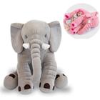 Almofada Elefante Pelúcia 60cm Travesseiro Bebê Antialérgico Plush INMETRO