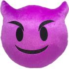 Almofada emoji pelúcia 28x28cm com zíper bordado diabinho