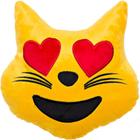Almofada Emoji Pelúcia 45cm gatinho apaixonado