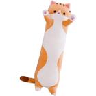 Almofada Gato Pelúcia Travesseiro Macio Gatinho Bebê 50cm Bege