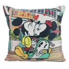 ALMOFADA MICKEY E MINNIE CARTOON DISNEY VELUDO COLORIDA 40X40CM - Disney