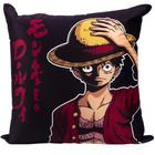 Almofada Monkey D. Luffy Chapéu De Palha Quadrada 40x40cm Aveludada One Piece Oficial Toei