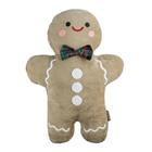 Almofada Natal Biscoito Ginger Bread 37x52cm Veludo Marrom - Decortextil