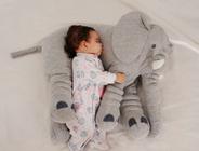Almofada Travesseiro Elefante Antialérgico Bebê Malha 100% Algodão 67cm cinza