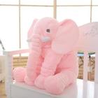 Almofada Travesseiro Elefante Bebê Dormir Pelúcia Rosa 62cm