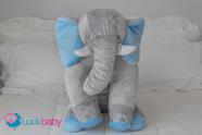 Almofada Travesseiro Elefante Bebê Pelúcia Cinza com Rosa 80cm