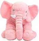 Almofada Travesseiro Elefante Bebê Pelúcia Cinza com Rosa 80cm