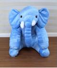 Almofada Travesseiro Elefante News Bebê Dormir Pelúcia Azul 64cm