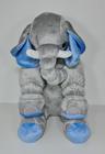 Almofada Travesseiro Elefante Pelúcia Para Bebê Cinza Com Azul 70 Cm