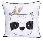 Almofada Urso Panda Rique - Branco/Preto